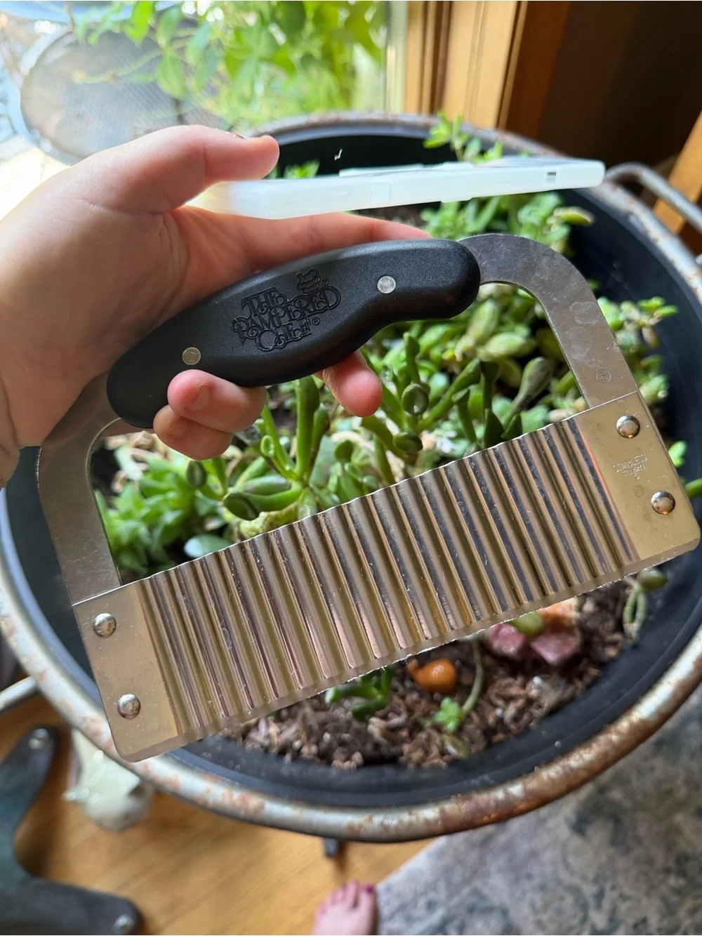 Pampered Chef Hand Held Serrated Chopper Slicer Dough Cutter Kitchen Tool